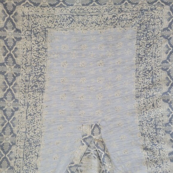 Lucky Brand Womens Blue & White Long Sleeve Boho Print V-Neck Top L - Picture 7 of 8